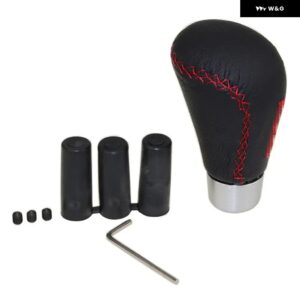 汎用 ブラック レッド レザー カー マニュアル オートマチック トランス ミッション ギア シフト ノブ シフター レバー アキュラ フォルクスワーゲン インフ - B