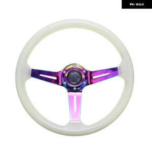 汎用 14インチ 350MM カーレーシング スポーツ スタイル クリスタルアクリル ステアリングホイール ネオクローム ブラケット 自動車用 6穴 - Luminous