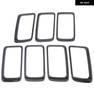 フロント グリル 7個 車 ジープ グランド チェロキー 2014 2015 2016 挿入リング トリム カバー ABS プラスチック クローム/ブラック - black