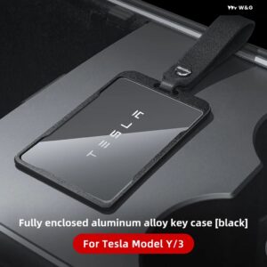 TESLA MODEL 3 MODEL Y アルミ 合金 キーカード車カードキー プロテクター ケースカバー フルカバー アクセサリーに適用 - black