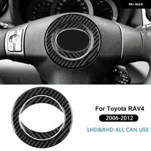 LHD RHD リアルソフトカーボン ステッカー トヨタ RAV4 2006 - 12 車用 ステアリングホイール センター フレーム トリム - Black Carbon