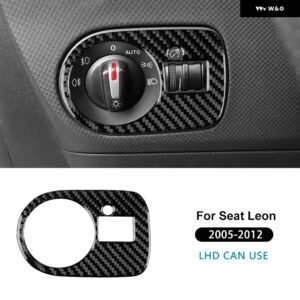 LHD RHD リアルソフトカーボン ステッカー シートレオン 2005 - 12 車用 ヘッドライト スイッチ フレーム トリム - For LHD Black Carbon