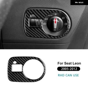 LHD RHD リアルソフトカーボン ステッカー シートレオン 2005 - 12 車用 ヘッドライト スイッチ フレーム トリム - For RHD Black Carbon