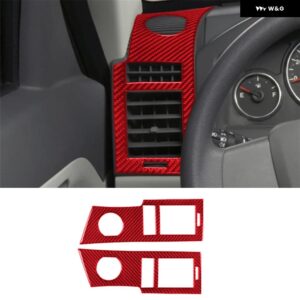 ジープ リバティ 2008 - 12 アクセサリー 車内 カーボン トリム ステッカー レッド - Type 6