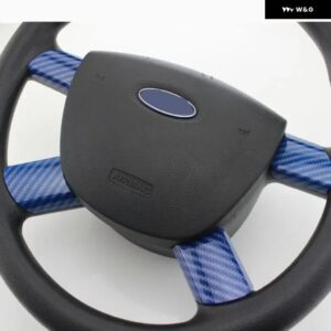 ABS 車用 ステアリングホイール 装飾 カバー ステッカー スパンコール インテリア アクセサリー フォード フォーカス 2 MK2 2005-2014 - carbon fiber blue