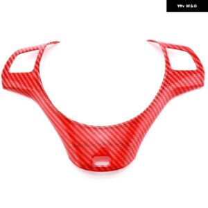 ABS カー ステアリングホイール パネル カバー トリム ステッカー モールディング BMW 3シリーズ E87 E90 E92 E93 2005-2012 アクセサリー - Carbon Fiber Red