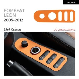 SEAT LEON ALTEA 2005 - 12 LHD RHD 車ドアロック ギア シフト アクセサリー トップスエード トリム ステッカー - Orange 5 Hole