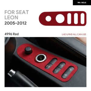SEAT LEON ALTEA 2005 - 12 LHD RHD 車ドアロック ギア シフト アクセサリー トップスエード トリム ステッカー - Red 5 Hole