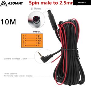 6M/10Mメーター 4PIN/5PIN 車用RCA カーリバースリアビュー パーキング カメラ ビデオ 延長 ケーブル 2.5MMジャック - 5pin male-2.5 jack4
