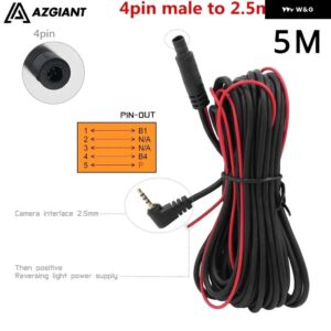 6M/10Mメーター 4PIN/5PIN 車用RCA カーリバースリアビュー パーキング カメラ ビデオ 延長 ケーブル 2.5MMジャック - 4pin male-2.5 jack