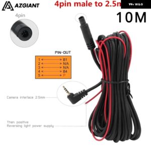 6M/10Mメーター 4PIN/5PIN 車用RCA カーリバースリアビュー パーキング カメラ ビデオ 延長 ケーブル 2.5MMジャック - 4pin male-2.5 jack3