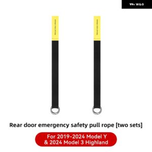 テスラ モデル3 ハイランド モデルY ジュニパー 2021-2025 リアドア 緊急ロープ 延長 手動ドアリリース 緊急安全 - 2pcs2