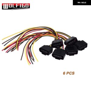 イグニッション コイルコネクタリペアキット ワイヤー ハーネス プラグ アウディ VW SKODA SEAT FORD 1J0973724 2011340 8K0973724 4B0973724 1J0998724 - 6 PCS with wires