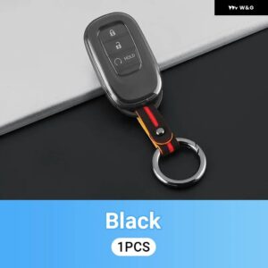 TPUクリア車キーケースカバー ホンダ CRV 2023 2024 2025 CR-V 第6世代ハイブリッドアクセサリー ホルダー シェルキー チェーン - black