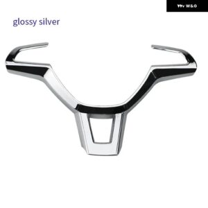 ABS カー ステアリングホイール 装飾 パネル トリム シュコダ オクタビア 2017 ファビア 2016 2017 ラピッド スペースバック 2016 カーアクセサリー - Glossy Silver