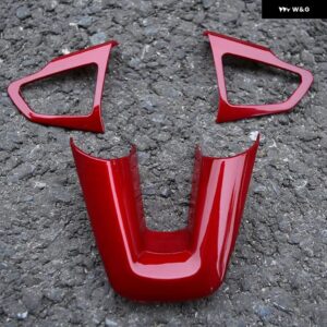 ABS 車用 ステアリングホイール 装飾 トリム スパンコール ステッカー フォード フォーカス 4 MK4 2014-2018 カーアクセサリー - Lacquer Red