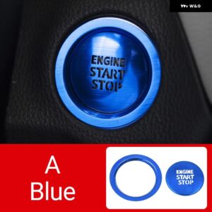 トヨタ RAV4 2019 - 24 XA50 ハイブリッドカー スタートストップ エンジン イグニッション プッシュ ボタン カバー ステッカー アクセサリー - A blue