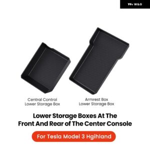 テスラ モデル3 ハイランド 2024 センター コンソール 下 収納 オーガナイザー 内装 収納 ボックス オーガナイザー アクセサリー - 2PCS