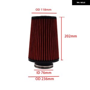 60MM 70MM 76MM エア フィルター ハイフロー コールドエアインテーク 汎用 フィルター 車両用エア フィルター カーアクセサリー - ID 76mm