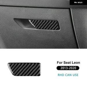 SEAT レオン 2013 - 20 LHD RHD 車フロント助手席 ボックス スイッチ リアルソフトカーボン ステッカー トリム - For RHD Black