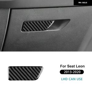 SEAT レオン 2013 - 20 LHD RHD 車フロント助手席 ボックス スイッチ リアルソフトカーボン ステッカー トリム - For LHD Black