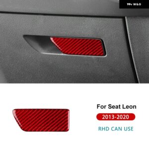 SEAT レオン 2013 - 20 LHD RHD 車フロント助手席 ボックス スイッチ リアルソフトカーボン ステッカー トリム - For RHD Red