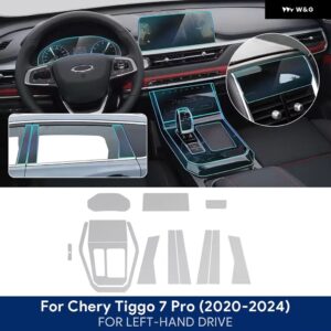 TPU CHERY TIGGO 7 PRO 2020-2024 カーナビゲーションスクリーンフィルム ギア ボックス ステッカー 傷防止 内装アクセサリー - whole set A LHD