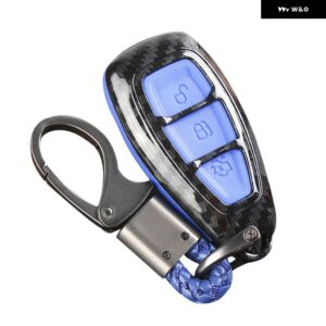 カーボンリモートキーフォブケースシェルカバー FORDS/FOCUS/FIESTA/KUGA/C-MAX対応 - blue