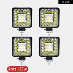 オートワークライト 99W 123W LEDライト ラウンドスクエアLED オフロード LEDバー 4インチ スポットフラッド フォグランプ 12V 24V オフロード 4X4 1/2/4個 - type B 123w 4pcs