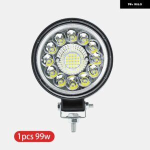 オートワークライト 99W 123W LEDライト ラウンドスクエアLED オフロード LEDバー 4インチ スポットフラッド フォグランプ 12V 24V オフロード 4X4 1/2/4個 - type A 99w 1pcs