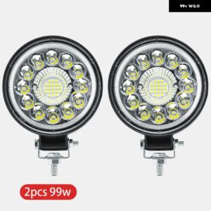 オートワークライト 99W 123W LEDライト ラウンドスクエアLED オフロード LEDバー 4インチ スポットフラッド フォグランプ 12V 24V オフロード 4X4 1/2/4個 - type A 99w 2pcs