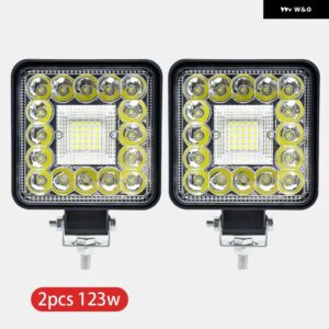 オートワークライト 99W 123W LEDライト ラウンドスクエアLED オフロード LEDバー 4インチ スポットフラッド フォグランプ 12V 24V オフロード 4X4 1/2/4個 - type B 123w 2pcs