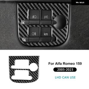 アルファロメオ 159 2005-2017 - 23 LHD RHD 車用 ヘッドライト スイッチ フレーム リアルソフトカーボン ステッカー - For LHD Black Carbon