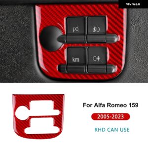 アルファロメオ 159 2005-2017 - 23 LHD RHD 車用 ヘッドライト スイッチ フレーム リアルソフトカーボン ステッカー - For RHD Red Carbon