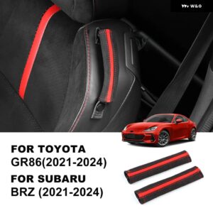 トップスエード スバル BRZ トヨタ GR86 2021 - 24 カーシートバックベルト固定セットカバー 車内 LHD RHD アクセサリー - red