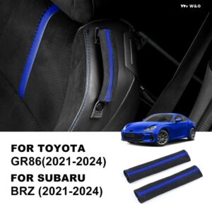 トップスエード スバル BRZ トヨタ GR86 2021 - 24 カーシートバックベルト固定セットカバー 車内 LHD RHD アクセサリー - blue