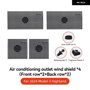 テスラ モデルY /3/ハイランド エアベント アウトレット アンチダイレクトブローイング ACベントバッフルカバー - Model 3 Highland 4pc3
