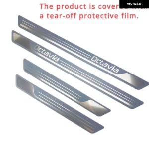 シュコダ オクタビア 4 A5 A7 A8 2014-2019 - 22 ステンレス クローム ドアシルキック スカッフプレート プロテクター トリム カバー ガード - Silver 4pcs