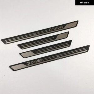 シュコダ オクタビア 4 A5 A7 A8 2014-2019 - 22 ステンレス クローム ドアシルキック スカッフプレート プロテクター トリム カバー ガード - Carbon fiber color