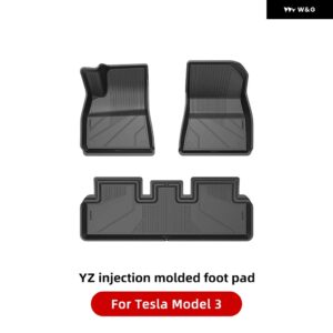 テスラ モデルY モデル3 全ウェザー型 防水 TPEシートカバー フット パッド トランク マット 2021-2023 テスラ カーアクセサリー - M3 single layer
