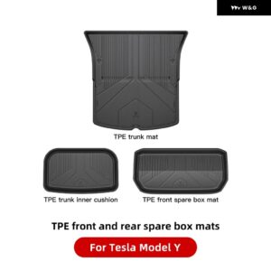 テスラ モデルY モデル3 全ウェザー型 防水 TPEシートカバー フット パッド トランク マット 2021-2023 テスラ カーアクセサリー - MY Trunk mat 3-piece