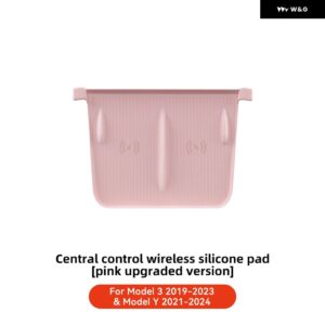 テスラ ハイランド モデル3 Y ジュニパー 2021-2025 シリコン 滑り止め パッド 車載電話ワイヤレス充電 パッド カーアクセサリー - Pink For Model Y 3