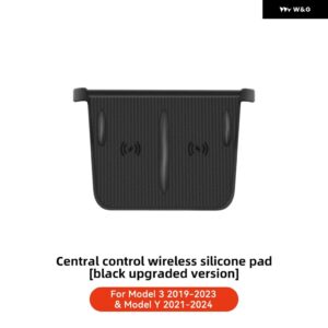 テスラ ハイランド モデル3 Y ジュニパー 2021-2025 シリコン 滑り止め パッド 車載電話ワイヤレス充電 パッド カーアクセサリー - Black For Model Y 3