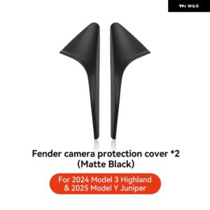 テスラ モデル3 Y ハイランド ジュニパー 2025 サイド カメラ カバー レンズ プロテクター ABS カメラ カバー ブラック ファイバーパターン アクセサリー - Matte black