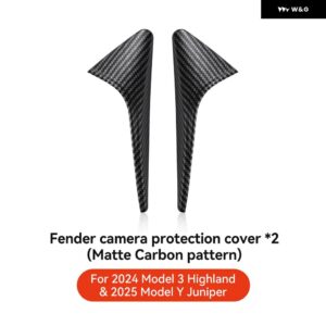 テスラ モデル3 Y ハイランド ジュニパー 2025 サイド カメラ カバー レンズ プロテクター ABS カメラ カバー ブラック ファイバーパターン アクセサリー - Matte Carbon pattern