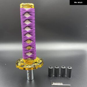 カーアクセサリー 汎用 15CM 20CM カタナ サムライソード シフト ノブ シフター アダプター 付き ギア シフト ノブ ほとんど車 - 15cm purple
