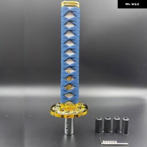 カーアクセサリー 汎用 15CM 20CM カタナ サムライソード シフト ノブ シフター アダプター 付き ギア シフト ノブ ほとんど車 - 20cm blue
