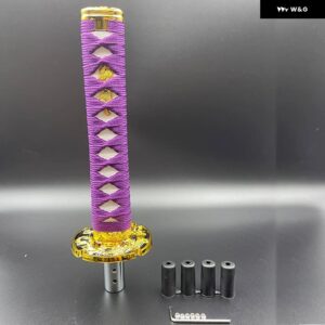 カーアクセサリー 汎用 15CM 20CM カタナ サムライソード シフト ノブ シフター アダプター 付き ギア シフト ノブ ほとんど車 - 20cm purple