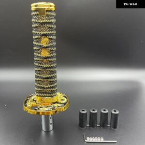 カーアクセサリー 汎用 15CM 20CM カタナ サムライソード シフト ノブ シフター アダプター 付き ギア シフト ノブ ほとんど車 - 15cm gold