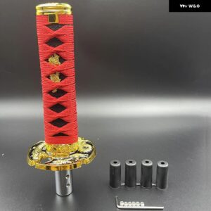 カーアクセサリー 汎用 15CM 20CM カタナ サムライソード シフト ノブ シフター アダプター 付き ギア シフト ノブ ほとんど車 - 15cm red